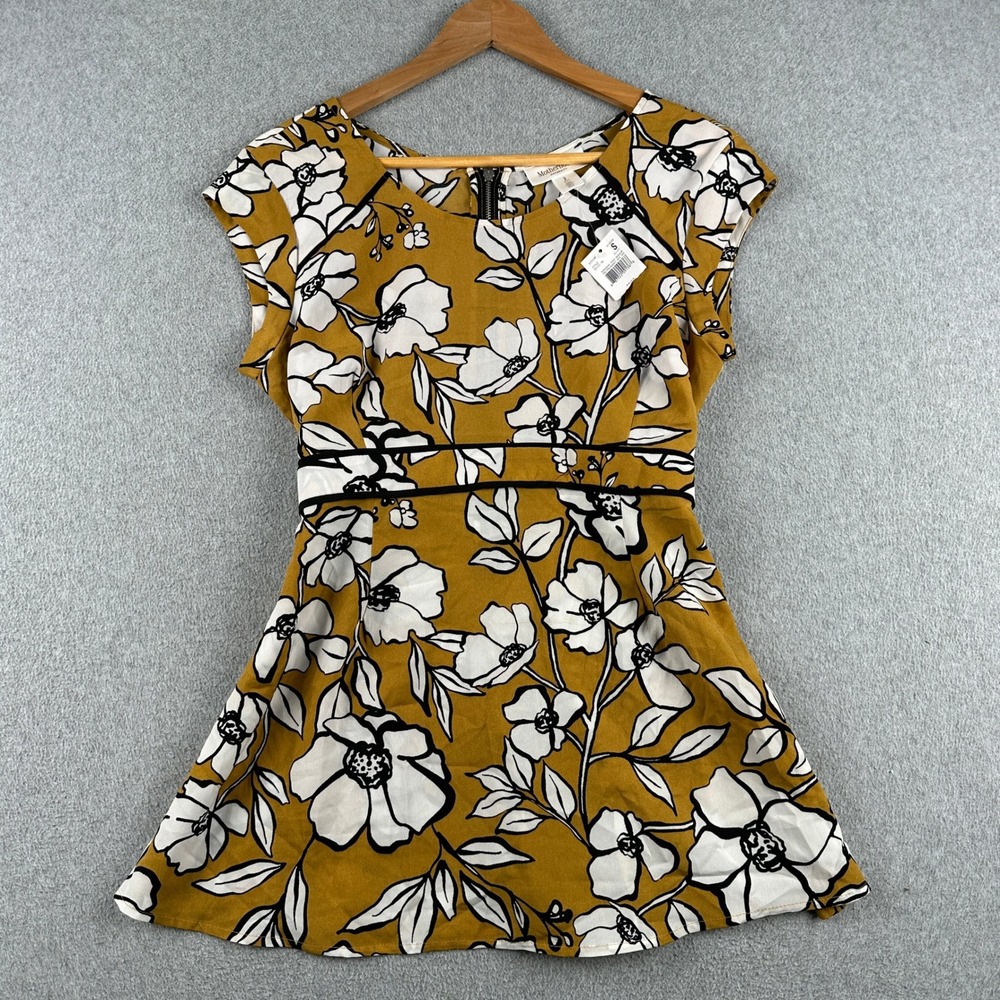 Motherhood Top Womens S 93121-76 Yellow Floral Short Sleeve Maternity NEW